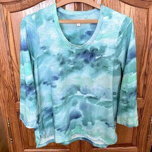 Chico’s Slub Scoop Neck Watercolor Tee